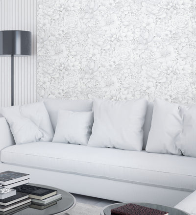 product image for Floral Texture White/Grey Wallpaper from Eden Collection by Galerie Wallcoverings 31