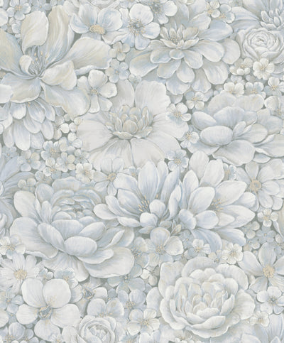 product image of Floral Texture Blue/Grey Wallpaper from Eden Collection by Galerie Wallcoverings 558