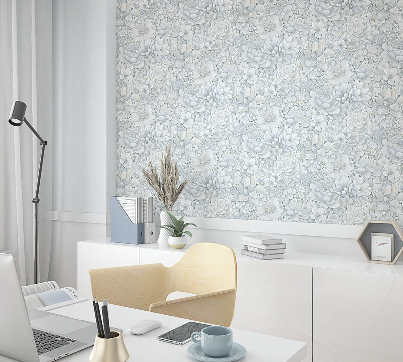 media image for Floral Texture Blue/Grey Wallpaper from Eden Collection by Galerie Wallcoverings 20