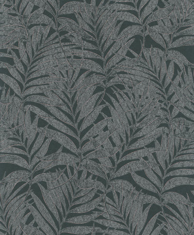 product image of Botanical Wallpaper in Black/Silver/Pink 534