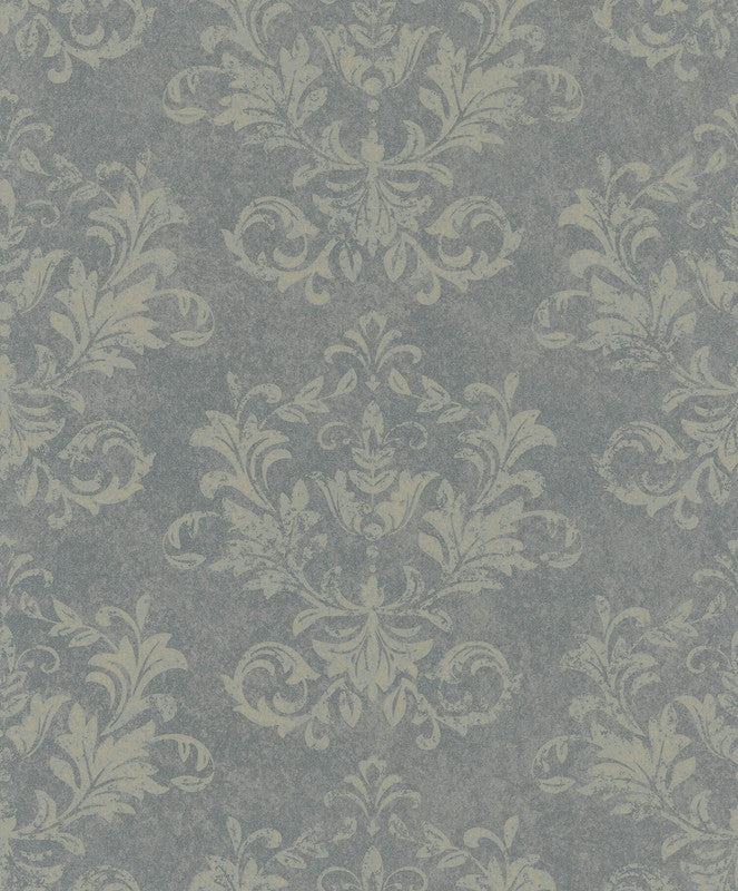 media image for Damask Wallpaper in Grey/Gold 24