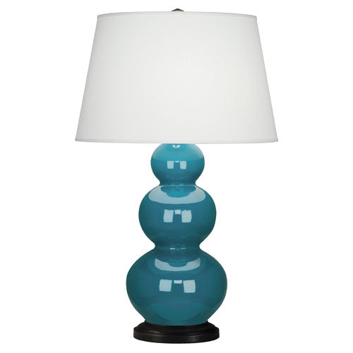 media image for triple gourd peacock glazed ceramic table lamp by robert abbey ra 343x 1 274