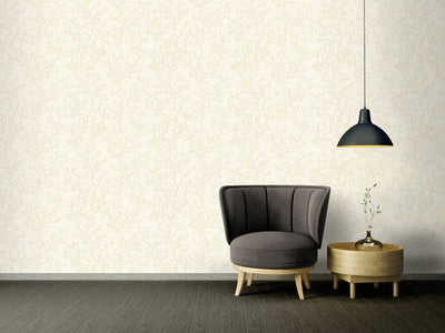 product image for Floral Corals Textured Wallpaper in Cream/Metallic 30