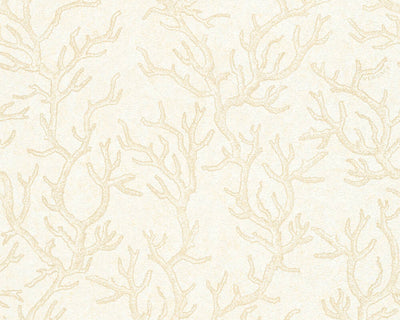 product image for Floral Corals Textured Wallpaper in Cream/Metallic 58