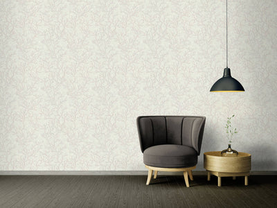 product image for Floral Corals Textured Wallpaper in Grey/Metallic 86