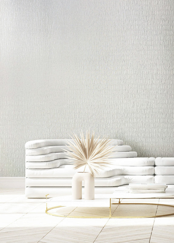 media image for Ruche Silk Wallpaper in White 222