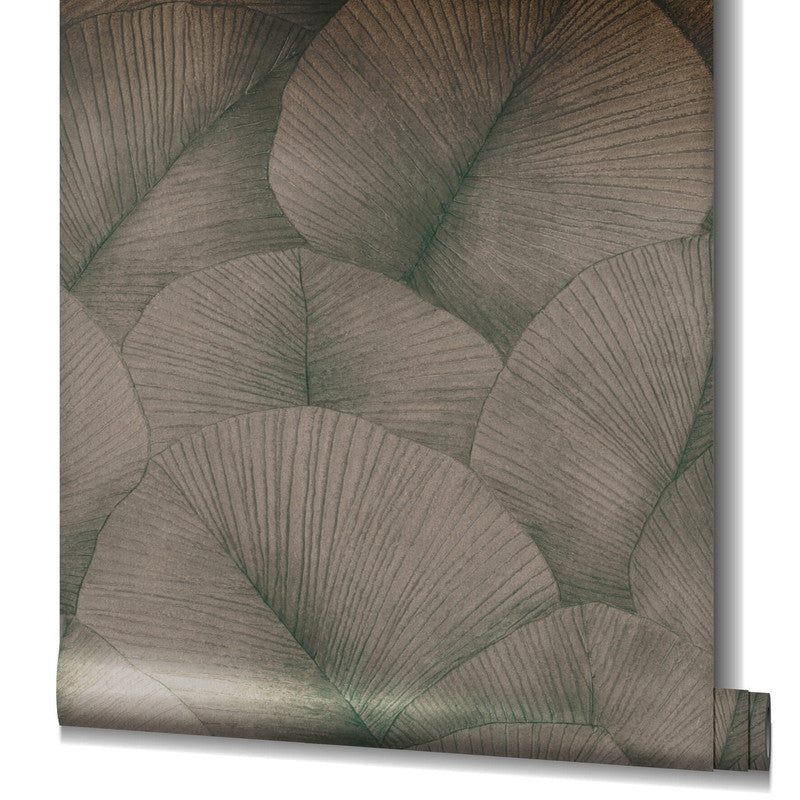 media image for Palm Leaf Wallpaper in Brown/Gold 250