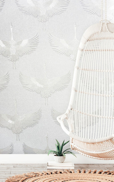 product image for Stork Wallpaper in White 93