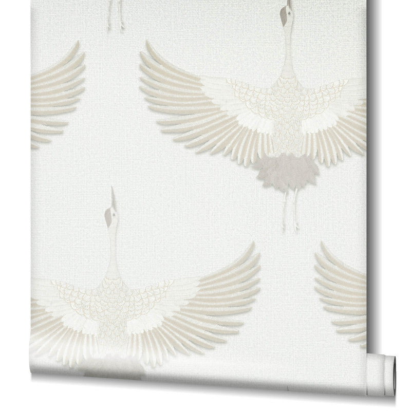 media image for Stork Wallpaper in White/Beige 20