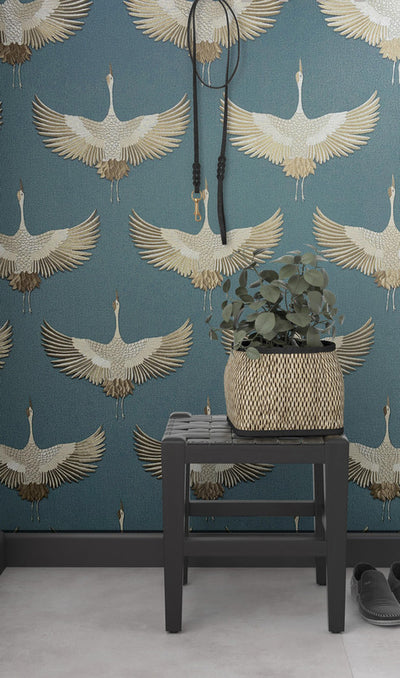 product image for Stork Wallpaper in Green/Beige 54