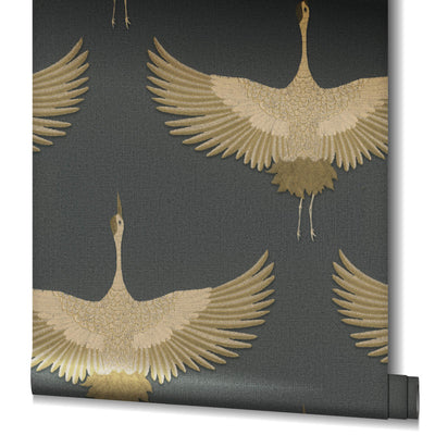 product image for Stork Wallpaper in Black/Gold 65