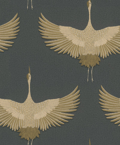 product image of Stork Wallpaper in Black/Gold 553