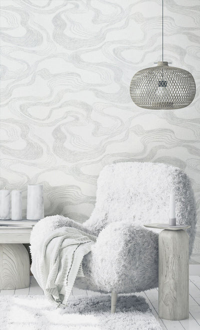 product image for Flow Wallpaper in White/Grey 37