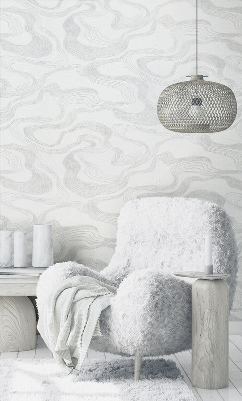 media image for Flow Wallpaper in White/Grey 283