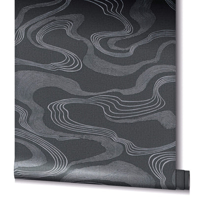 product image for Flow Wallpaper in Black/Grey 93