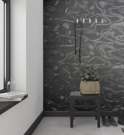 product image for Flow Wallpaper in Black/Grey 0