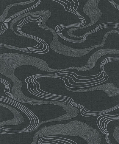 product image of Flow Wallpaper in Black/Grey 524