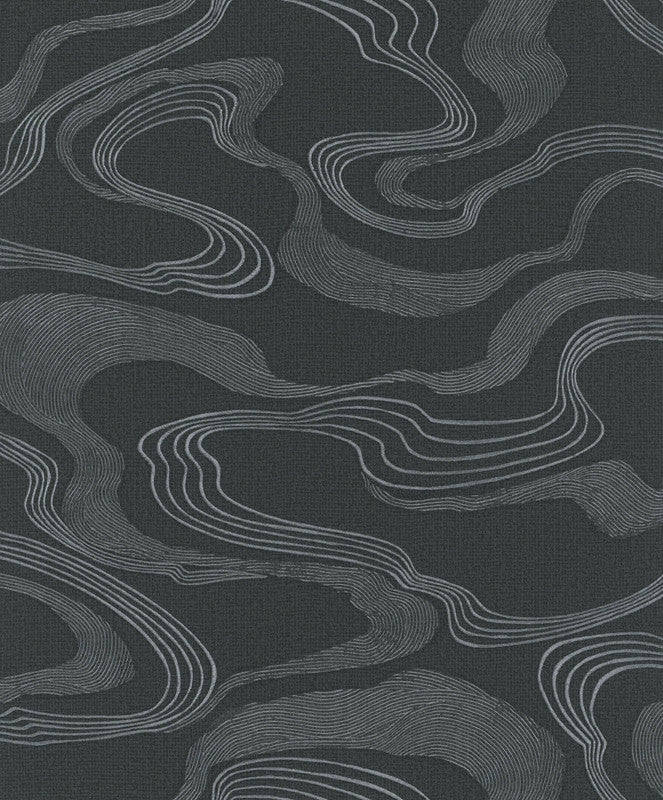 media image for Flow Wallpaper in Black/Grey 25