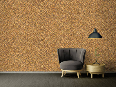 product image for Leopard Print Textured Wallpaper in Orange/Metallic 91