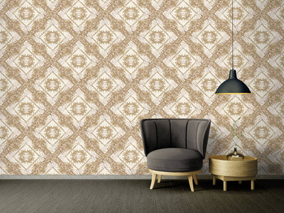 product image for Floral Rhombuses Textured Wallpaper in Beige/Bronze 90