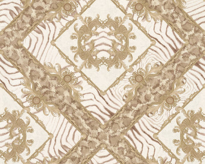 product image for Floral Rhombuses Textured Wallpaper in Beige/Bronze 44