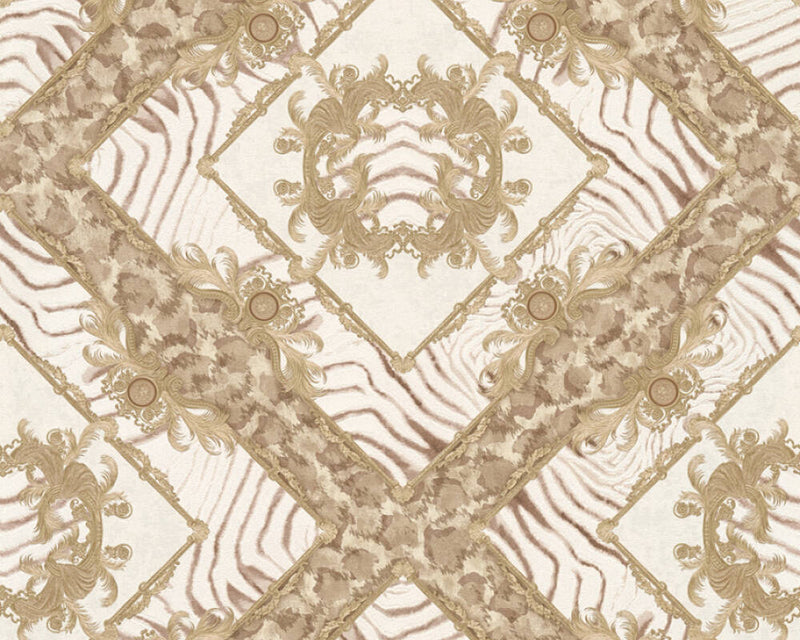 media image for Floral Rhombuses Textured Wallpaper in Beige/Bronze 214