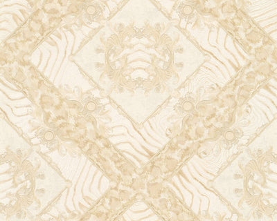 product image for Floral Rhombuses Textured Wallpaper in Beige/Cream 47