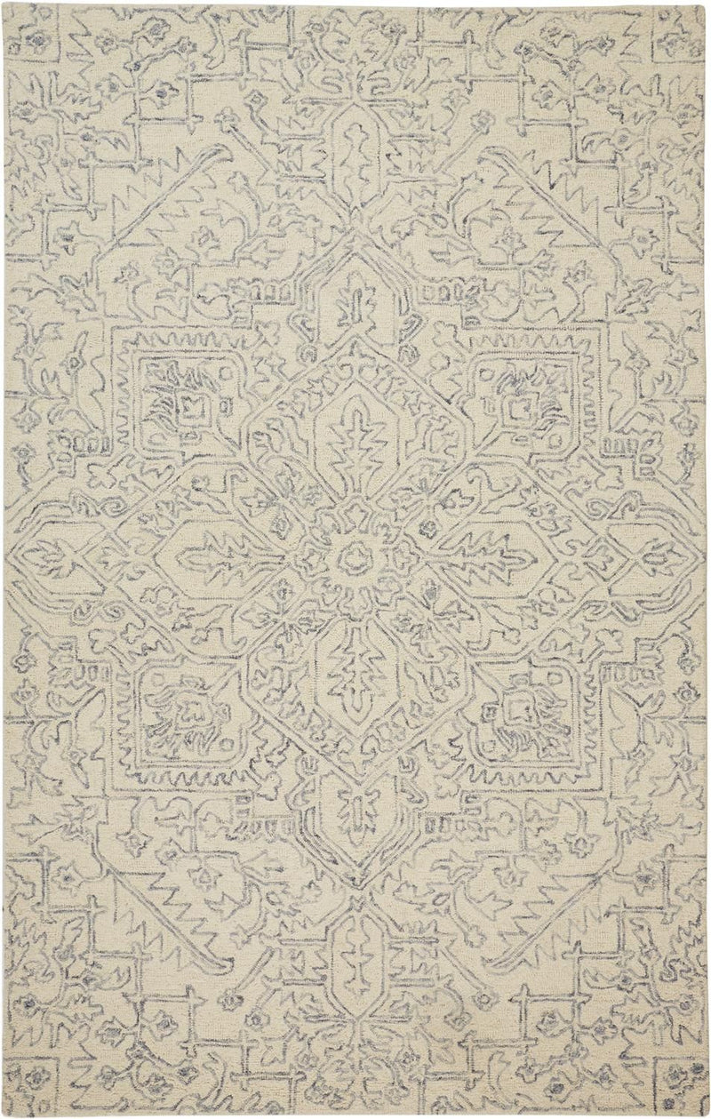 media image for Natal Hand Tufted Ivory and Blue Rug by BD Fine Flatshot Image 1 285