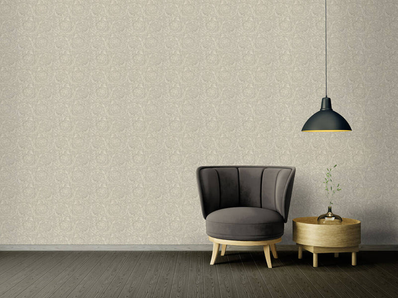 media image for Baroque Textured Damask Wallpaper in Neutrals/Silver from the Versace IV Collection 246