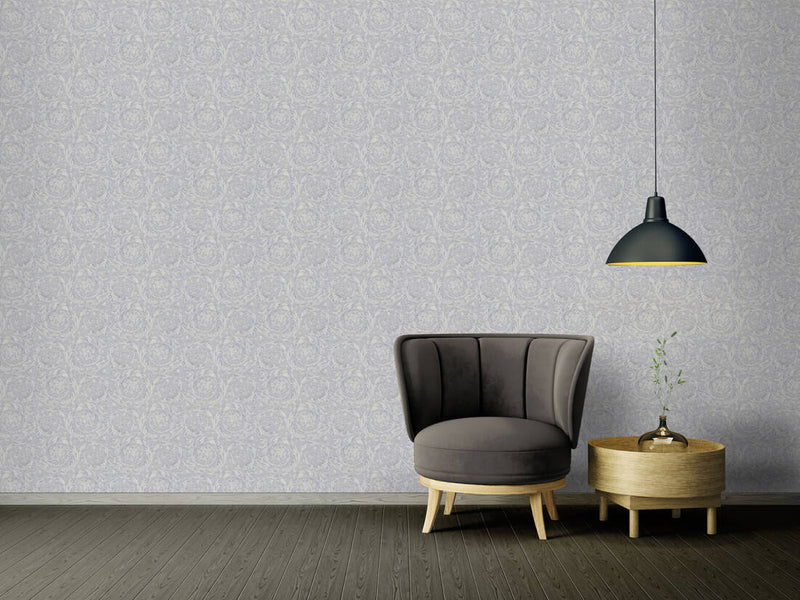 media image for Baroque Textured Damask Wallpaper in Grey/Metallics from the Versace IV Collection 262