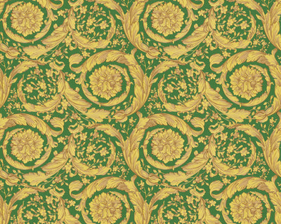 product image of Baroque Textured Damask Wallpaper in Green/Beige from the Versace IV Collection 50