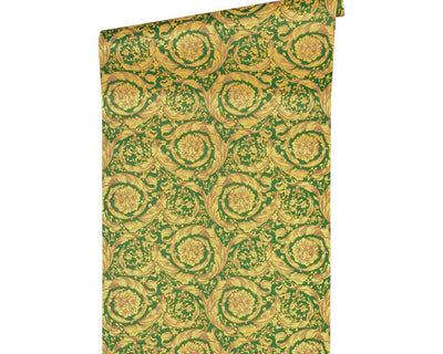 product image for Baroque Textured Damask Wallpaper in Green/Beige from the Versace IV Collection 80