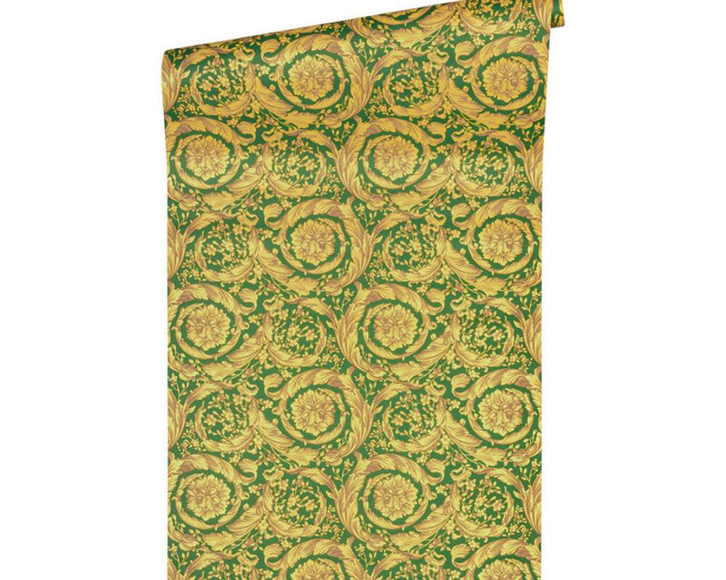 media image for Baroque Textured Damask Wallpaper in Green/Beige from the Versace IV Collection 22