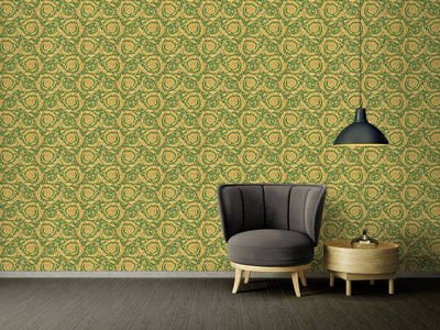 product image for Baroque Textured Damask Wallpaper in Green/Beige from the Versace IV Collection 24