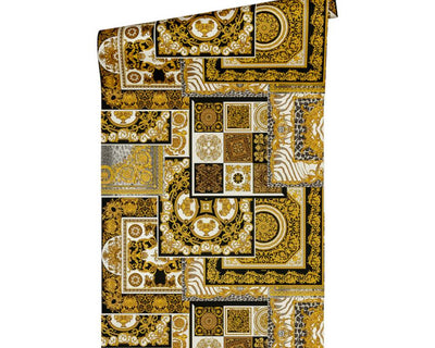 product image for Classical Deco Textured Damask Wallpaper in Black/Gold from the Versace IV Collection 4