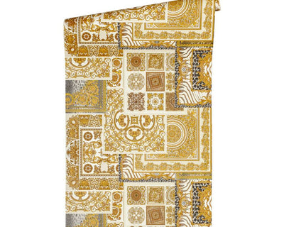 product image for Classical Deco Textured Damask Wallpaper in Cream/Gold from the Versace IV Collection 97