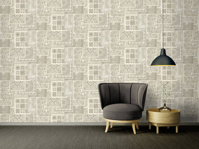 product image for Classical Deco Textured Damask Wallpaper in Grey/Metallic from the Versace IV Collection 54