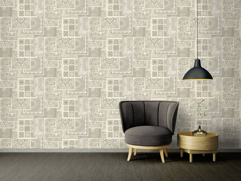 media image for Classical Deco Textured Damask Wallpaper in Grey/Metallic from the Versace IV Collection 220