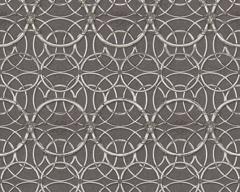 media image for Modern Geometric Textured Wallpaper in Grey/Silver from the Versace IV Collection 292