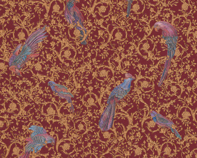 product image for Floral Bird Scrollwork Textured Wallpaper in Red/Gold from the Versace IV Collection 27