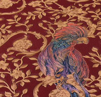 product image for Floral Bird Scrollwork Textured Wallpaper in Red/Gold from the Versace IV Collection 64