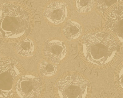 product image for Medusa Head Silhouette Textured Wallpaper in Gold by Versace Home 1