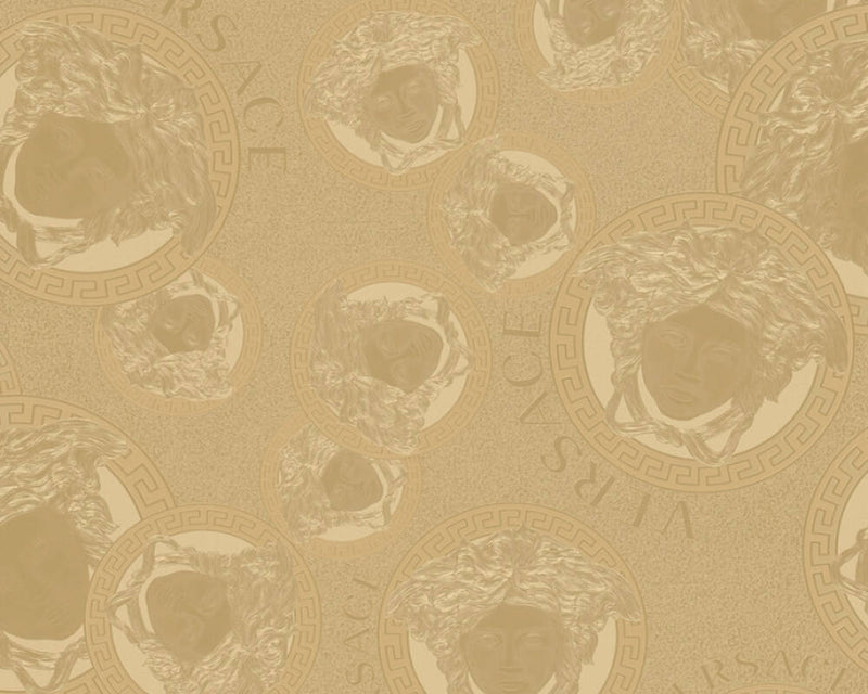 media image for Medusa Head Silhouette Textured Wallpaper in Gold by Versace Home 299