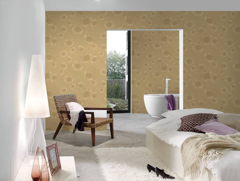 media image for Medusa Head Silhouette Textured Wallpaper in Gold from the Versace V Collection 272