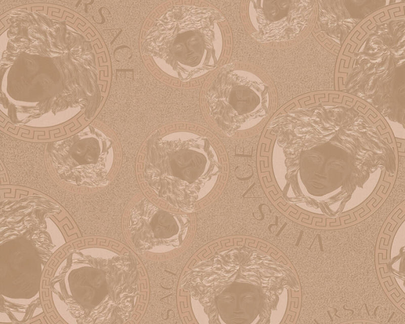 media image for Medusa Head Silhouette Textured Wallpaper in Gold/Beige by Versace Home 250