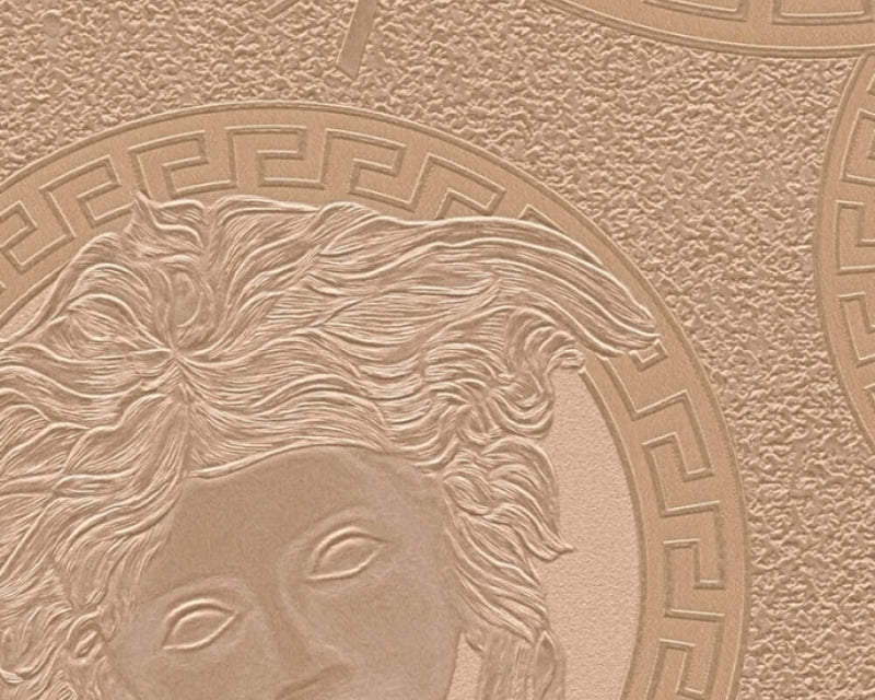 media image for Medusa Head Silhouette Textured Wallpaper in Gold/Beige from the Versace V Collection 266