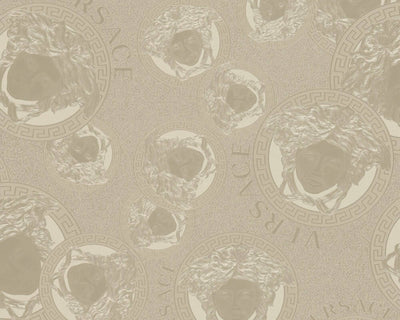 product image of Medusa Head Silhouette Textured Wallpaper in Gold/Grey by Versace Home 512