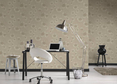 product image for Medusa Head Silhouette Textured Wallpaper in Gold/Grey from the Versace V Collection 87