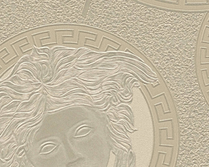 media image for Medusa Head Silhouette Textured Wallpaper in Gold/Grey from the Versace V Collection 214