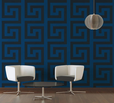 product image for Geometry Figures Textured Wallpaper in Blue/Black from the Versace V Collection 94